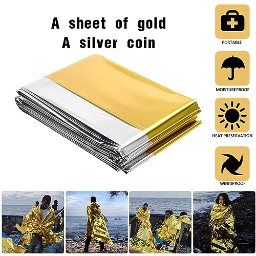 Multifunktional Rettungsdecke, Rettungsdecke, Multifunktional Rettungsfolie, 3 Stück 160 * 210cm Universal Wärmedecken, Wasserdicht und Winddicht, Perfekt für Wandern, Camping, Skifahren, Marathon – Bild 3