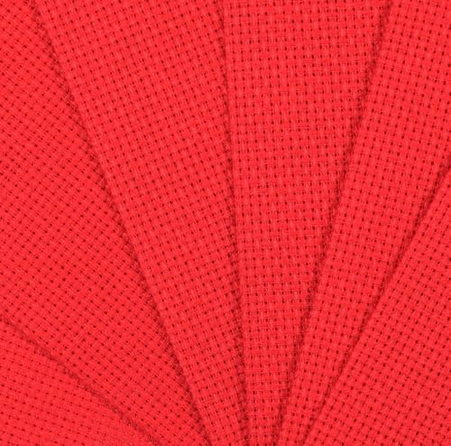 Image of KCS 4 /6 pc of 12 inch x 18 inch 30cmx45cm 16CT Counted Cotton Aida Cloth Cross Stitch Fabric (Red, 6 pc)