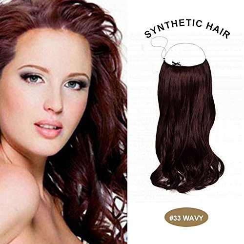 COCO Secret Hair Extensions Synthetic 20 inches Curly Wave Hair Clip ((Dark Auburn)