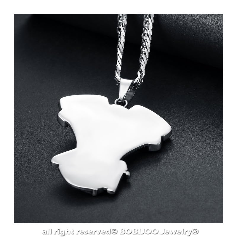 BOBIJOO JEWELRY - Duży łańcuszek na szyję z wisiorkiem - masywny motor, czaszka ze stali nierdzewnej 316L, srebrny łańcuszek
