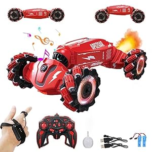 Upgraded Hand Gesture Sensing RC Stunt Car with Lights Music, Spray Drift Hand Gesture RC Car 360° Spins All Terrains Hand Controlled Car Toys for 6 7 8 9 10 Year Old Boys