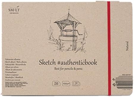 SMLTwith Model 32ST/NT Authentic Line Stitched 245X176 mm Authenticbook Sketch Pad 100gsm Recycled Paper 32 Sheets