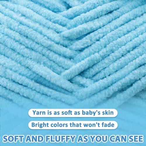 Image of 4 Pac Chenille Yarn for Crocheting - Fluffy Yarn for Crochet - Soft Yarn for Crocheting Blankets Weight Per Roll 50g(1.76oz), Length 60m(65yard) (4, Red)