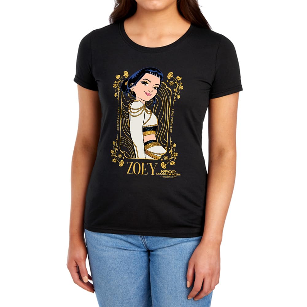 Kpop Demon Hunters Zoey Golden Frame Womens T Shirt, Black, M