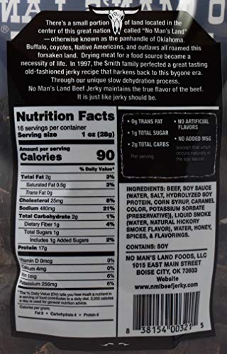 No Mans Land Beef Jerky No Man’S Land Mild Beef Jerky High Protein Low Calorie Low Carb Beef Snack 16Oz Bag thumb #5