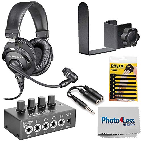 Audio-Technica Broadcast Stereo Headset w/Dynamic Boom Microphone +HA4000 Pro Headphone Amplifier + 1/4