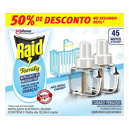 Refil Líquido Repelente Elétrico  Raid  45 Noites Family 2 Unidades 
