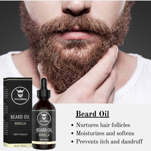 Striking Viking Vanilla Beard Oil (Large 2 Oz.) - 100% Natural Beard Conditioner With Organic Argan And Jojoba Beard Oils With Vanilla Scent - Softens, Moisturizers, And Strengthens Beard Growth #TOP1