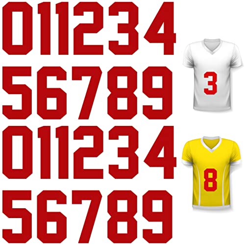 22 Pieces Iron On Numbers T Shirt Heat Transfer Numbers 0 To 9 Jersey Numbers Soft Iron On Numbers For Team Uniform Sports T Shirt Football Basketball Baseball (Red,5 Inch) #TOP16