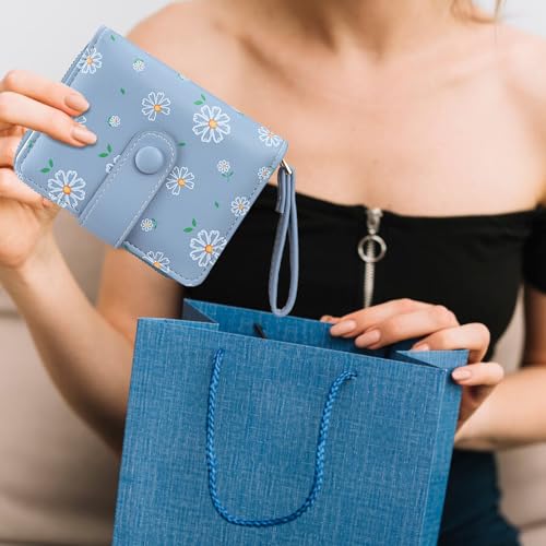 Image of Farcauo Womens Wallet Cute Small Wallets for Women Blue Women's Wallet Kawaii Flower Card Wallets for Women Ladies