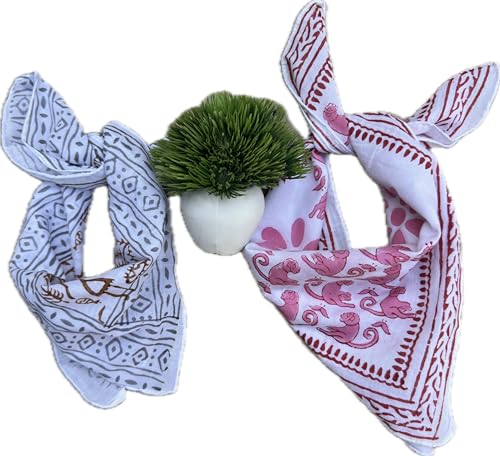 2 Set of Bandana 100% Organic Cotton Bandana Moselle, Bandana Scarf, Paisley Design Scarf, Unique Design Hand Printed Paisley Design Cotton Scarf, Cotton Bandana For Men and Women, Best Gift For2