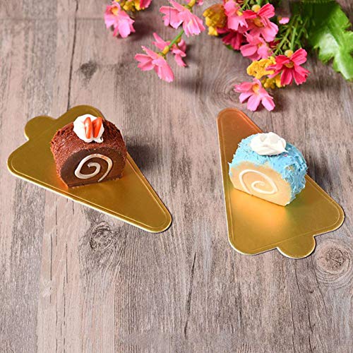 Hansgo Triangle Cake Bases, 100Pcs Mini Cake Board Mousse Cake Cardboards Dessert Display Trays Golden Pastry Plates #TOP3
