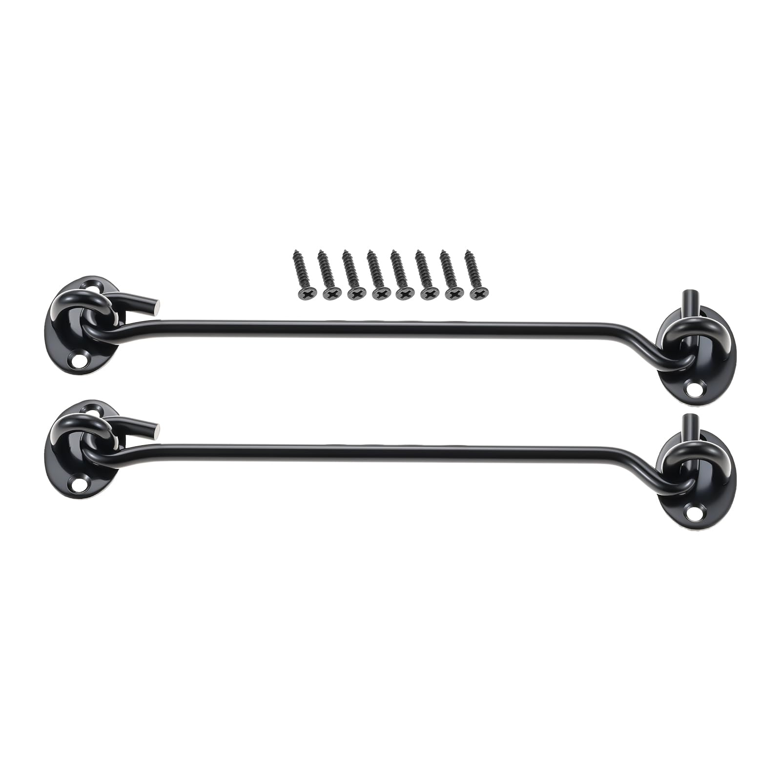 Mgoodoo 8Inch-200Mm 8 Inch-200Mm Cabin Hook And Eye Latch Lock Shed Gate Door Catch Silent Holder Stainless Steel Black 2Pcs