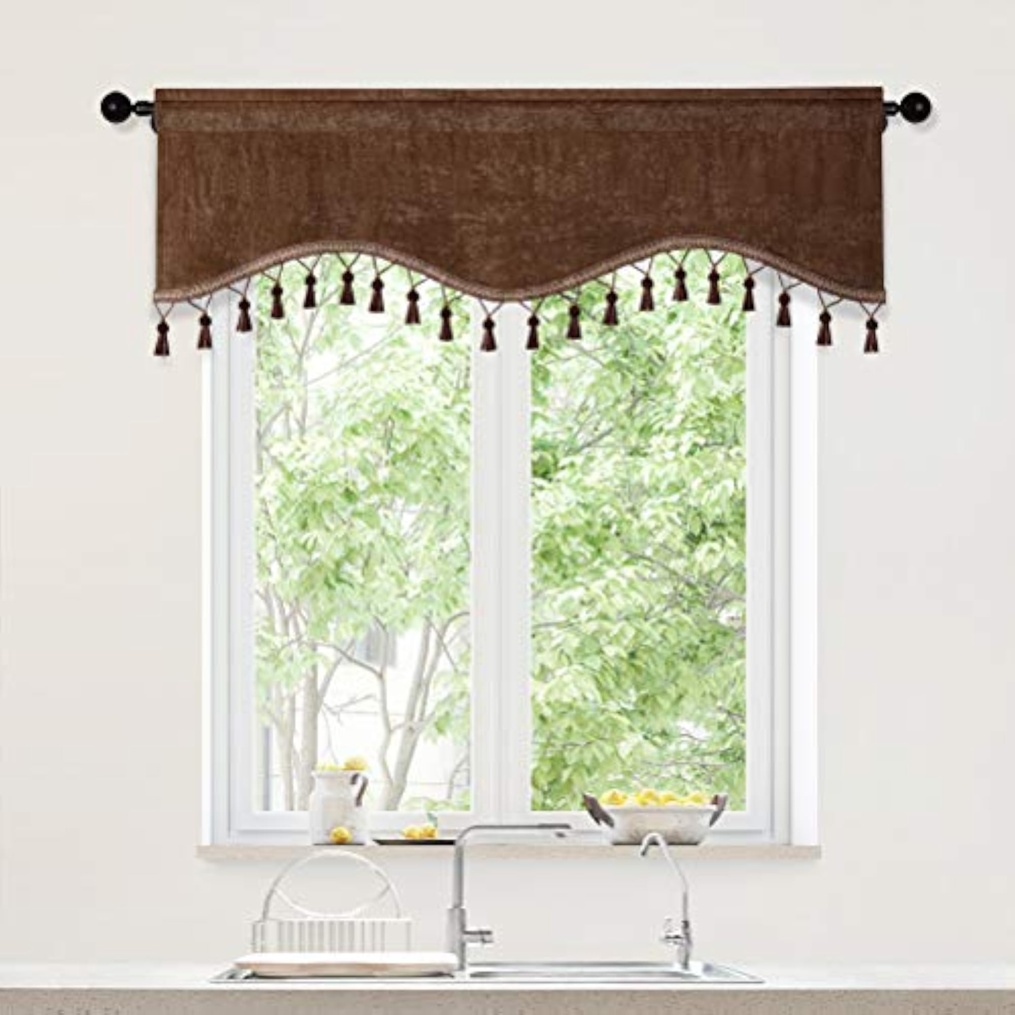 Double-Sided Chenille Window Curtains Tier for Kitchen