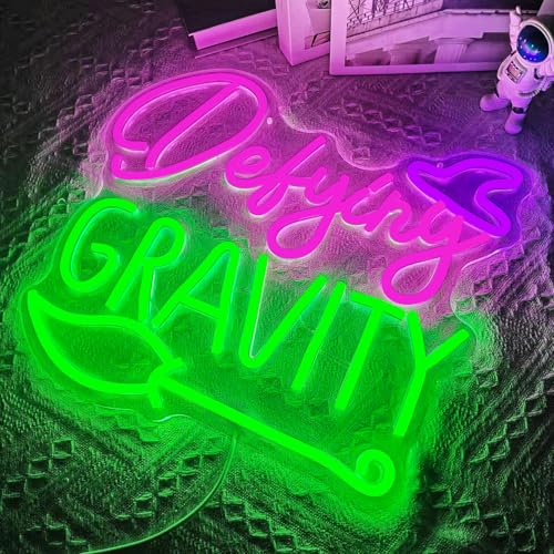 Image of Witch Magic Movie Neon Sign Defying Gravity Neon Lights for Room Dimmable Green Purple LED Neon Lights for Them Party Witch Musical Led Sign for Bedroom Movie Neon Wall Art Gifts for Witch Fans Lovers