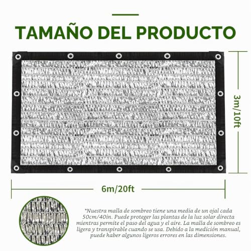 Tela para sol de aluminio que evita el calor en coche, protege gallineros y ventila el huerto 3