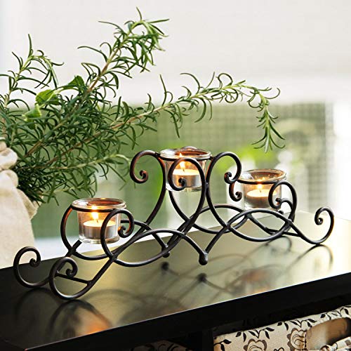 Adeco Hd0009 Candle Holder, Black With Antique Finish, 3 Tea Lights #TOP1