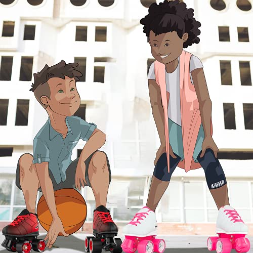 Crazy Skates Rocket Roller Skates For Girls And Boys - Great Beginner Kids Quad Skates - White/Pink (Size: Us Mens J10 | Us Ladies J10 | Eu 28) #TOP4