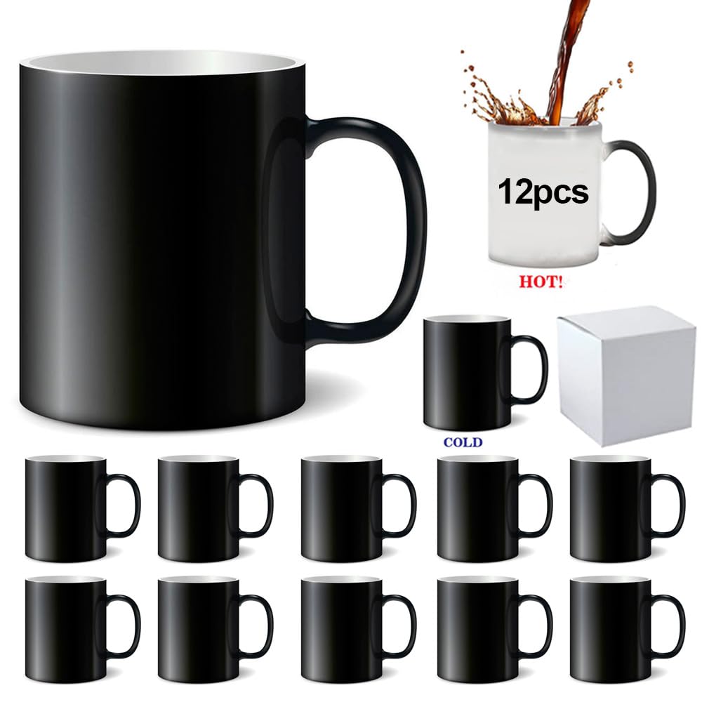 Amazon.com: MYSUB Sublimation Mugs, Cups 11oz Sublimation Ceramic Blank Coffee  Mugs,White Cups, Sulimation Blanks, Blank White Mugs-36 pack bulk bundle  (12pc magic black single box) : Home & Kitchen