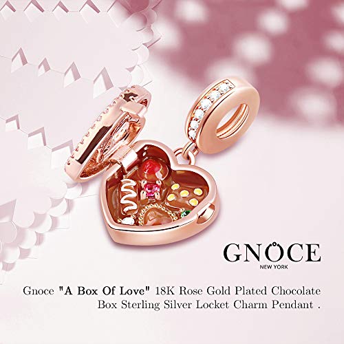 GNOCE Chocolate Box Pendant Charm Sterling Silver 18K Rose Gold Plated Charms Bead Fit Bracelet/Necklace Valentine's Day Gift for Women4