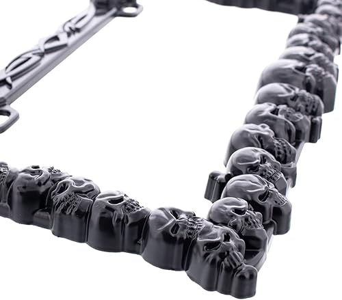 Miniatura 6 de United Pacific Soporte universal de metal fundido a presión, marco de placa de calavera negra para automóviles, camiones, caravanas, accesorios