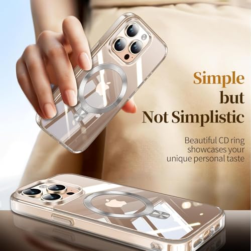 Image of ESTPEAK CD Mag-Stand Case for iPhone 15 Pro Case with Invisible Magnetic Ring, [Compatible with MagSafe] [Never Yellowing] Top Clear Phone Case Cover for iPhone 15 Pro 6.1 inch Men Women, Clear