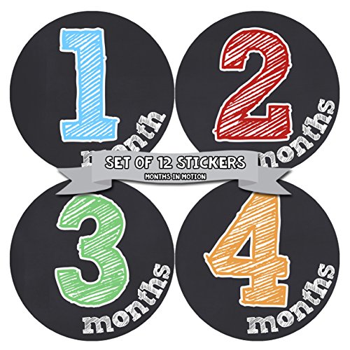 Image of Months In Motion Gender Neutral Baby Month Stickers - Monthly Milestone Sticker for Boy or Girl - Infant Photo Prop for First Year - Shower Gift - Newborn Keepsakes - Unisex