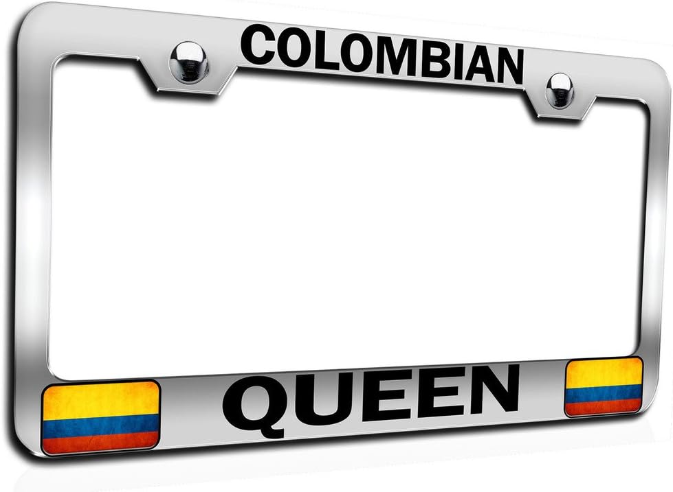Makoroni - Colombian Queen Colombian Ch Steel Auto SUV License Plate Frame, License Tag Holder
