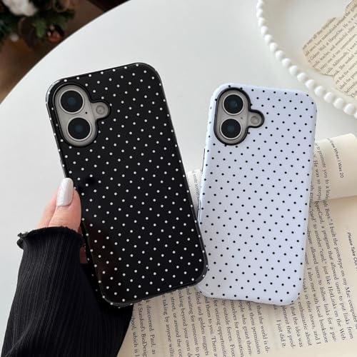 Longlayss Compatible with iPhone 17 Case Cute Aesthetic Polka Dot Phone Case for Women Girl Shockproof Slim TPU and Hard PC Protective Cover (White) by Longlayss - Image 7