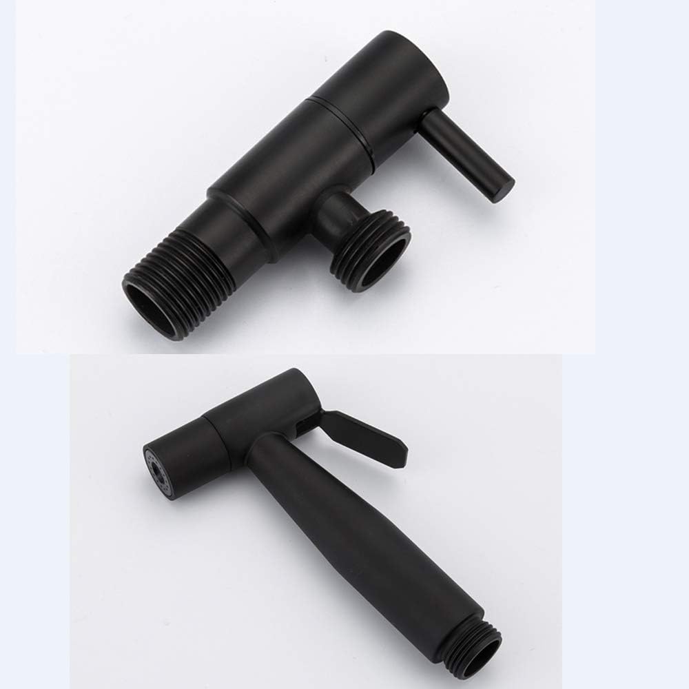Black Handheld Bidet Sprayer Single Cold Stainless Steel Portable Cloth Diaper Washer Shower Sprayer Set Wall Mounted Bathroom Shower Bidet Tap for Toilet Cleaning, Perso