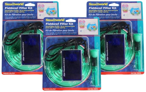 Image of Penn-Plax Small World Fishbowl Under-Gravel Filter Kit - Comes with a Disposable Media Cartridge, Air Pump, Air Tubing, and Air Stone, Multicolor (EPSWF2) (Pack of 3)