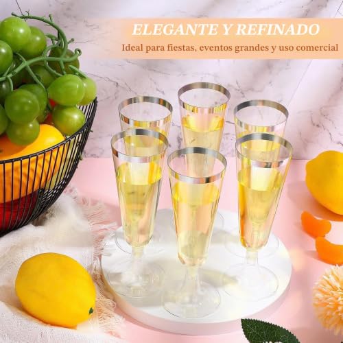 Copas de plástico de alta calidad LATERN con borde plateado y tallo estable para celebraciones 6