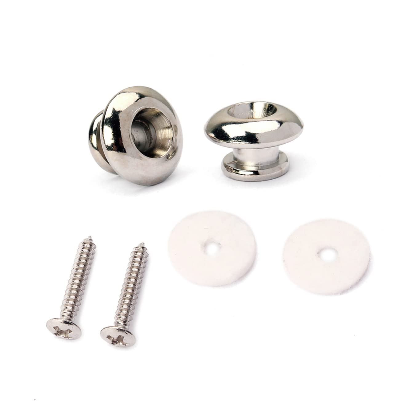BESPORTBLE 2 Pcs Chrome Guitar Strap Lock Buttons Non Slip Metal Mushroom Head for Electric Acoustic Guitar Easy to Install Replacement Parts