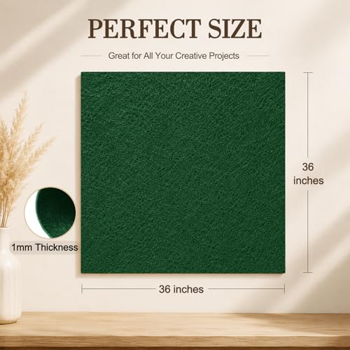 Image of Hunter Green Large Felt Fabric 36 inch x 36 inch (1 Square Yard), 1mm Stiff Felt Sheet, Nonwoven Fabric for Crafts, DIY Projects, Art, Sewing, Lining & Decorations