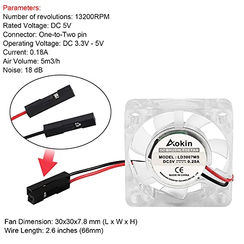4 pcs Mini Cooling Fan for Raspberry Pi Dealikee Brushless 3.3V 5V DC Quiet Fan 30x30x7mm Heatsink Cooler Fan for Raspberry Pi 5 4 Model B - Image 4
