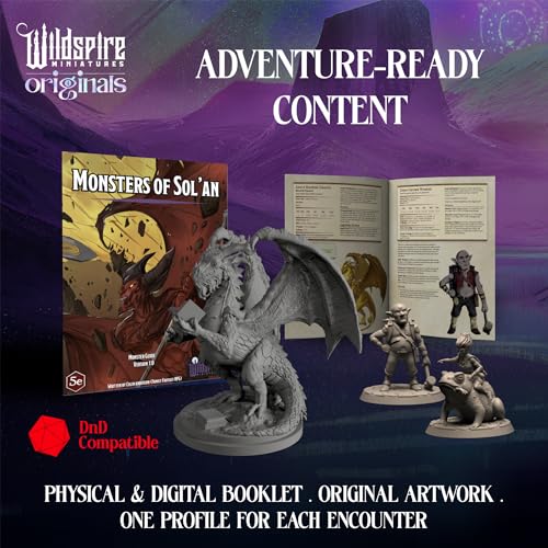 image for Wildspire Fantasy Monsters & Bookish Dragon for DND Miniatures Unpaint