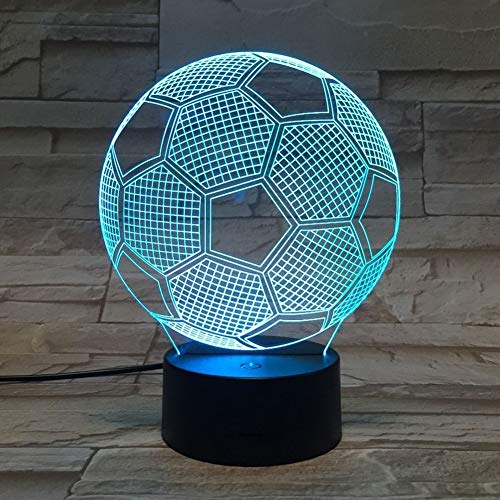 Lámpara de noche 3D fútbol 7 colores con control remoto miniatura 4