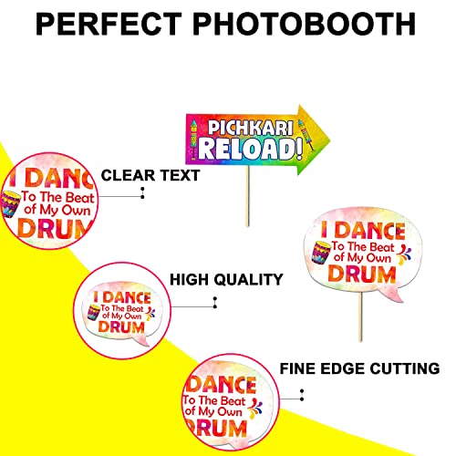 Image of Party Propz Multicolour Holi Props - 11Pcs Multicolor Props for Holi decoration Items for Home, Rang Barse Banner (Cardstock)