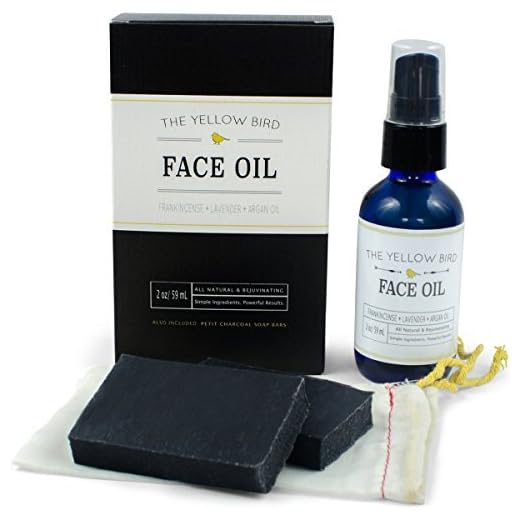 All Natural Charcoal Face Soap & Moisturizing Face Oil Set. Acne Skincare Kit. Gentle Facial Soap & Anti-Aging Face Oil Moisturizer for Dry Sensitive Skin. Dry Skin Treatment for Men and Women.