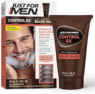 Just For Men Control GX Grey Reducing Beard Wash Shampoo, Gradually Colors Mustache and Beard, Leaves Facial Hair Softer and Fuller, 4 Fl Oz - Pack of 1