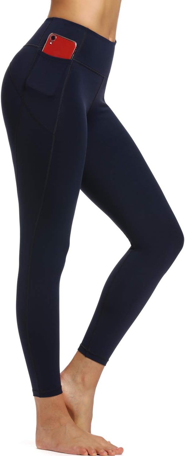 Teniux Yoga Pants with Pockets, 7/8 High Waisted Leggings for Women,Tummy Control Workout Running Leggings