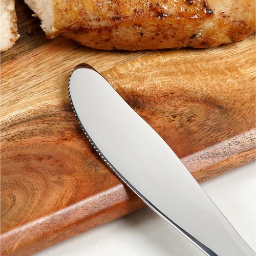 Image of Meyer Heavy Gauge Stainless Steel 6pc Dinner Knife I Butter Knife Set - Versatile, Durable, Non-Toxic, Corrosion & Stain Resistant, Smooth Cutting I Length 22cm, Thickness 4mm