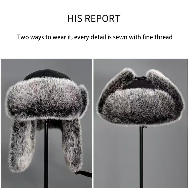 DAISHA Women Men Winter Trapper Hat Ear Flaps Russian Ushanka Trooper Aviator Hunting Hats Eskimo Windproof Ski Snow Cap