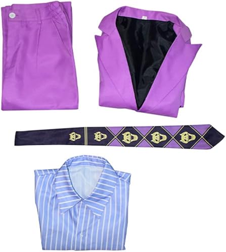Miniatura 5 de Weixu Disfraz de anime Kira Yoshikage para cosplay, color morado, uniforme de Halloween, juego de rol, trajes de fiesta