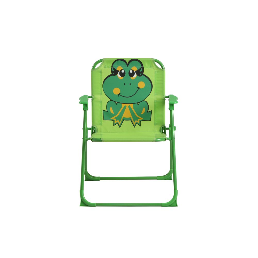 Siena Garden 672614 Froggy Set pour Enfants 2 Fauteuils Pliants + 1 Table + 1 Parasol Motif de Grenouille Acier Vert