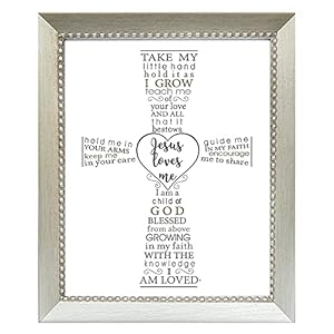 The Grandparent Gift Jesus Loves Me Frame for Baby’s Baptism or Christening, Silver Frame