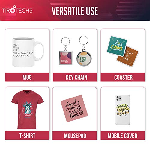 Tirotechs A4 Sublimation Paper For Heat Transfer - Dye Sublimation Paper For Inkjet Printers - Printable Thermal Photo Transfer Paper 120 Gsm - Coasters, Mugs, Mobile Case, T-Shirts - 110 Sheets Pack #TOP2