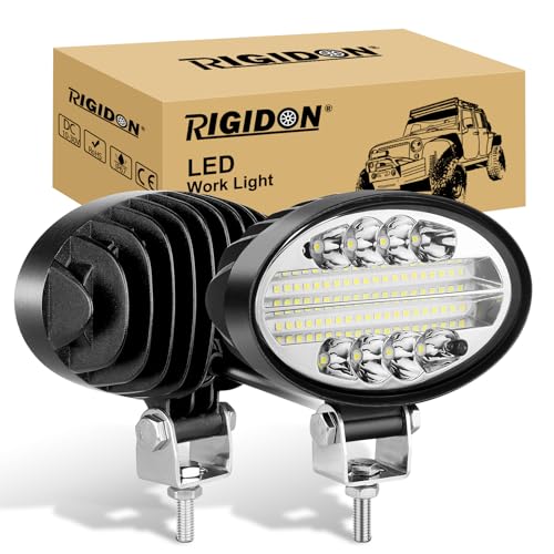 RIGIDON 2 Pcs Faro de trabajo oval, 5.5 pulgadas 20W, Inundacion spot lámpara trabajo led para off road camión coche ATV 4x4 tractor moto, Exterior foco led 12v 24v spotlights faros antiniebla