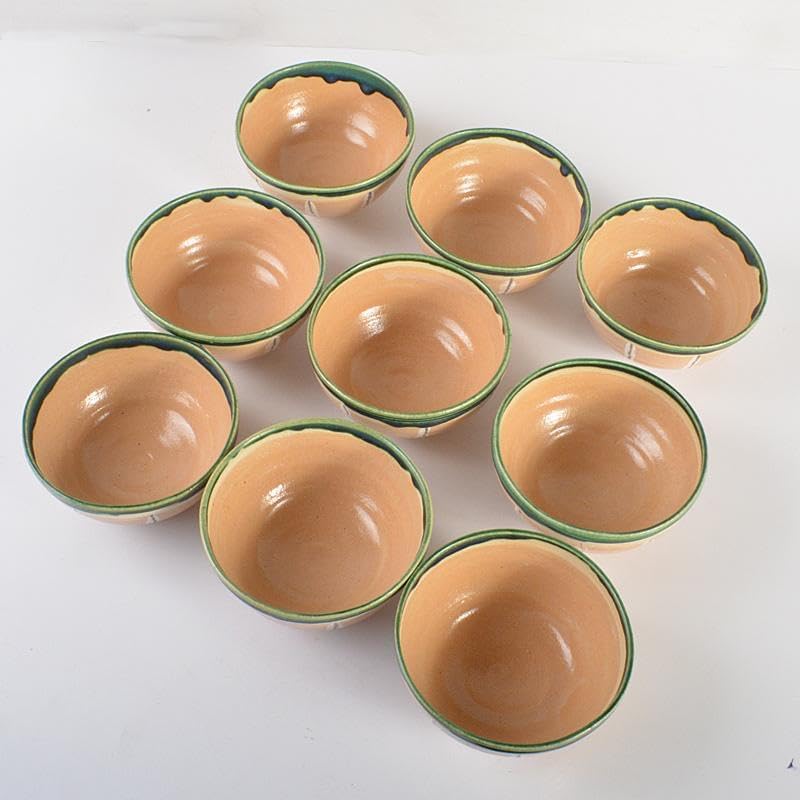 茶道具 桃山窯 林英二造 赤織部 数茶碗 9客 共箱 V 6116C