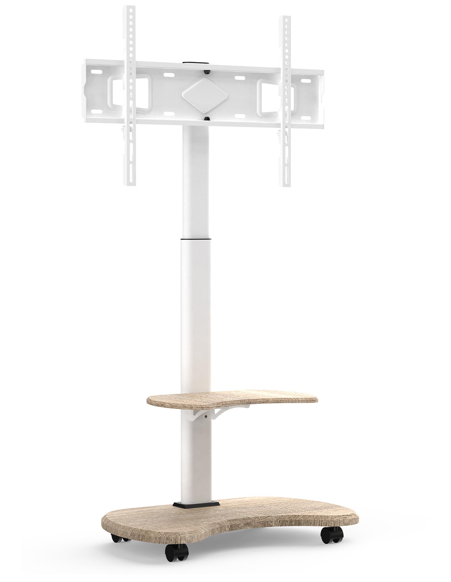 Stellar Supporto TV da pavimento con Ripiano in Legno, Carrello Tele con Ruote Regolabile in Altezza, Piedistallo Televisione 32-70 Pollici, 45 kg, Stand da Terra Universale, VESA 600x400